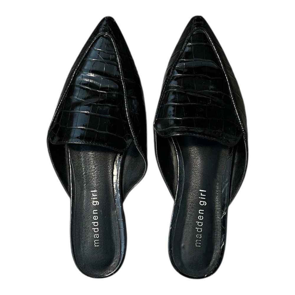 Madden Girl Black Textured Mules
